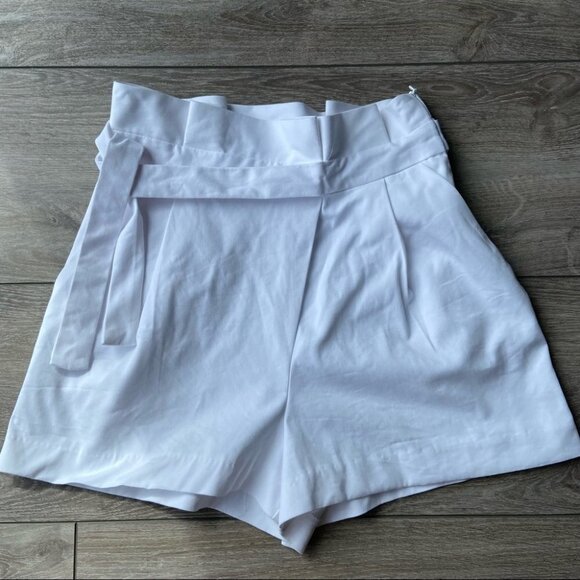 Zara Paperbag Waist High Waist White  Shorts - Picture 3 of 14
